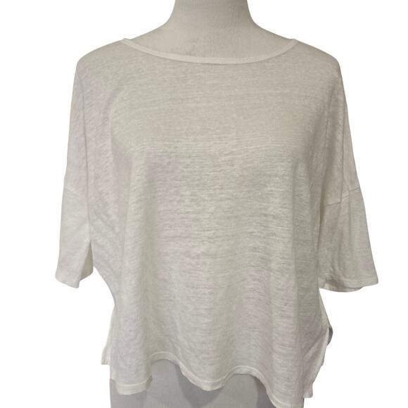Joie 100% Linen Cropped White T-shirt Oversized Boxy Sz XS Base Layer Capsule - Picture 1 of 7